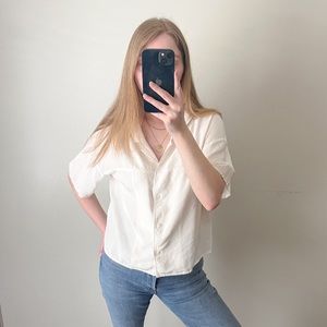 A.L.C Short Sleeve Ivory Top
